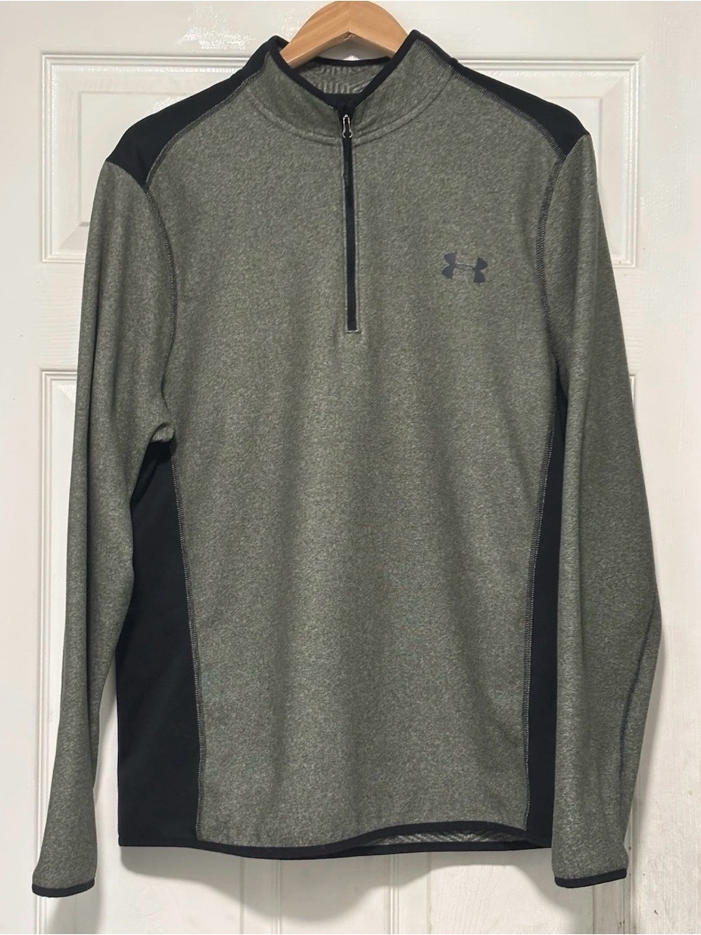 Under Armour Sweater Mens Large Green Cold Gear 1/4 Zip Infared Long Sleeve